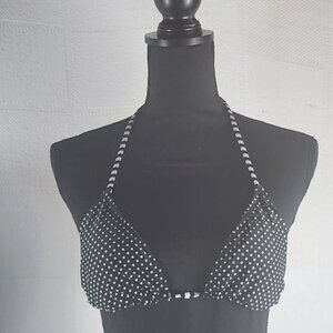 Massimo Black and White Polka Dot Striped Straps Nylon Span Bikini Top Size S